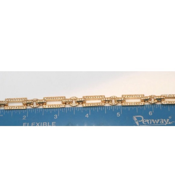 Designer Christian Dior Gold Plated Crystal Rectangle Bracelet - Picture 2 of 5